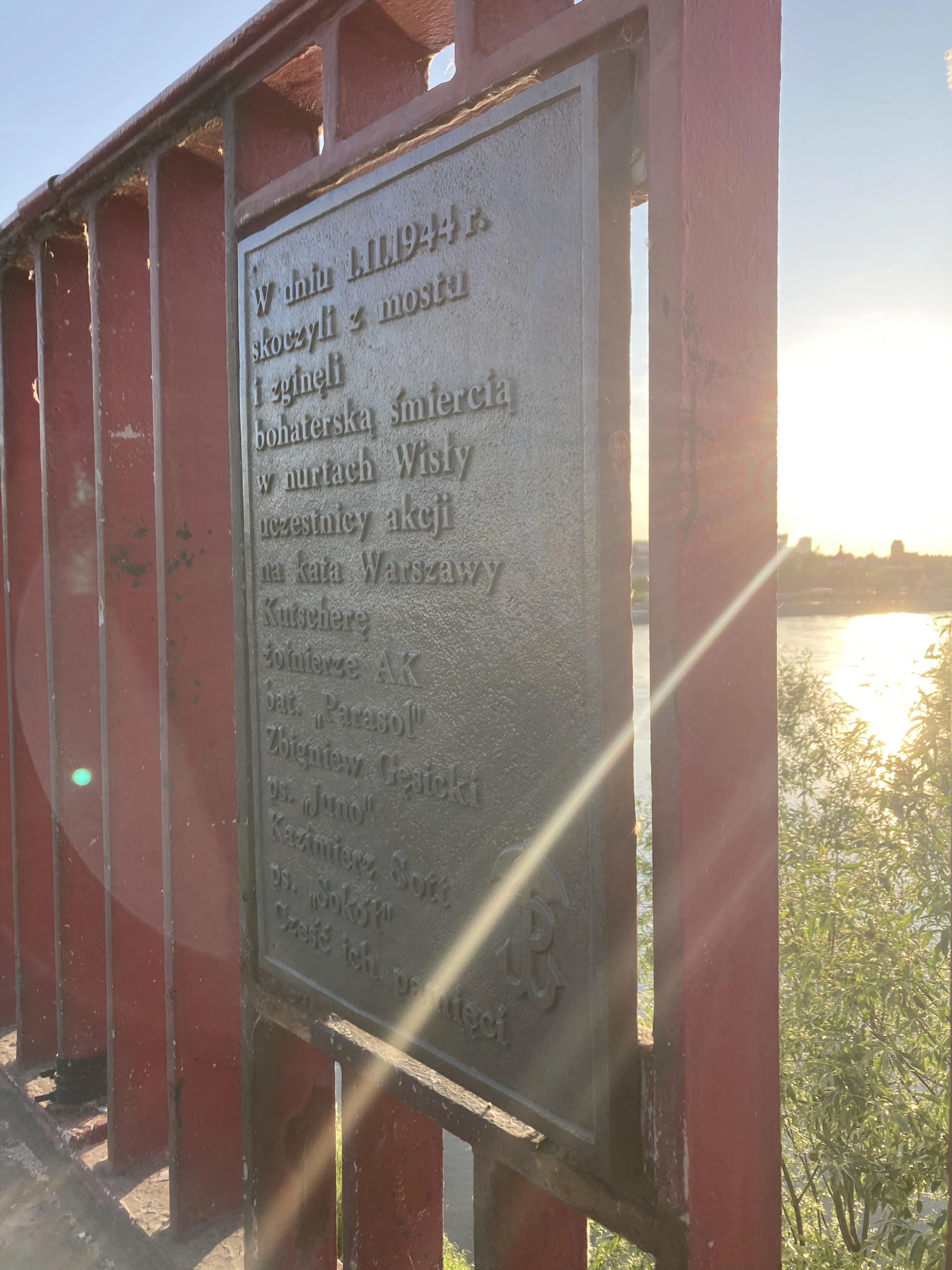 Memorial plaque on bridge